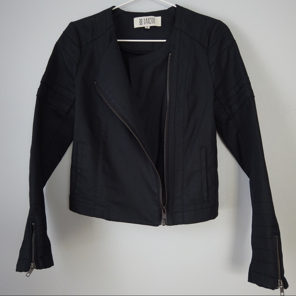 BB Dakota Moto Canvas Twill Jacket Size Small